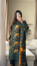 Load image into Gallery viewer, 3PC Stitched BOTTLE GREEN LINEN shalwar Suit Ready to wear LINEN winter Wear with LINEN dupatta HW-DH36