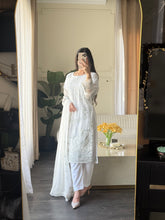 Load image into Gallery viewer, 3pc WHITE Embroidered Shalwar Kameez with CHIFFON dupatta Stitched Suit Ready to wear HW-U2490
