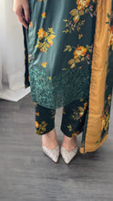 Load image into Gallery viewer, 3PC Stitched BOTTLE GREEN LINEN shalwar Suit Ready to wear LINEN winter Wear with LINEN dupatta HW-DH36