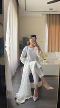 Load image into Gallery viewer, 3pc WHITE Embroidered Shalwar Kameez with CHIFFON dupatta Stitched Suit Ready to wear HW-U2490