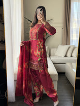 Load image into Gallery viewer, 3pc SILK Embroidered Shalwar Kameez with CHIFFON dupatta Stitched Suit Ready to wear HW-A1123A