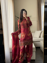 Load image into Gallery viewer, 3pc SILK Embroidered Shalwar Kameez with CHIFFON dupatta Stitched Suit Ready to wear HW-A1123A