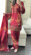 Load image into Gallery viewer, 3pc SILK Embroidered Shalwar Kameez with CHIFFON dupatta Stitched Suit Ready to wear HW-A1123A