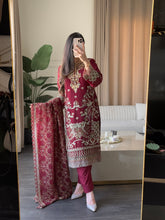 Load image into Gallery viewer, 3pc Embroidered Shalwar Kameez with CHIFFON dupatta Stitched Suit Ready to wear HW-U2502