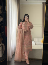 Load image into Gallery viewer, 3pc PINK Embroidered Shalwar Kameez wit Chiffon dupatta Stitched Suit Ready to wear HW-U2342