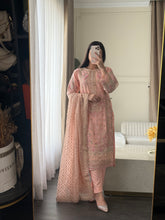 Load image into Gallery viewer, 3pc PINK Embroidered Shalwar Kameez wit Chiffon dupatta Stitched Suit Ready to wear HW-U2342