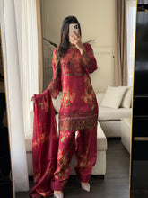 Load image into Gallery viewer, 3pc SILK Embroidered Shalwar Kameez with CHIFFON dupatta Stitched Suit Ready to wear HW-A1123A