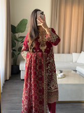 Load image into Gallery viewer, 3pc Embroidered Shalwar Kameez with CHIFFON dupatta Stitched Suit Ready to wear HW-U2502