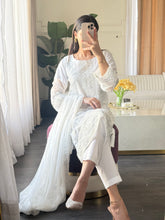 Load image into Gallery viewer, 3pc WHITE Embroidered Shalwar Kameez with CHIFFON dupatta Stitched Suit Ready to wear HW-U2490