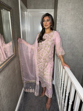 Load image into Gallery viewer, 3pc PINK Embroidered Shalwar Kameez wit Net dupatta Stitched Suit Ready to wear HW-24006
