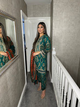 Load image into Gallery viewer, 3PC Stitched TEAL Green shalwar Suit Ready to wear DHANAK winter Wear with Dhanak dupatta MBD-008
