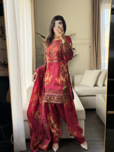 Load image into Gallery viewer, 3pc SILK Embroidered Shalwar Kameez with CHIFFON dupatta Stitched Suit Ready to wear HW-A1123A