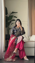 Load image into Gallery viewer, 3pc NAVY PINK Embroidered Shalwar Kameez wit Chiffon dupatta Stitched Suit Ready to wear HW-AN25FL