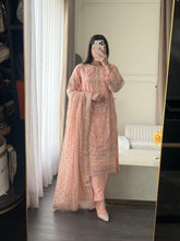 Load image into Gallery viewer, 3pc PINK Embroidered Shalwar Kameez wit Chiffon dupatta Stitched Suit Ready to wear HW-U2342