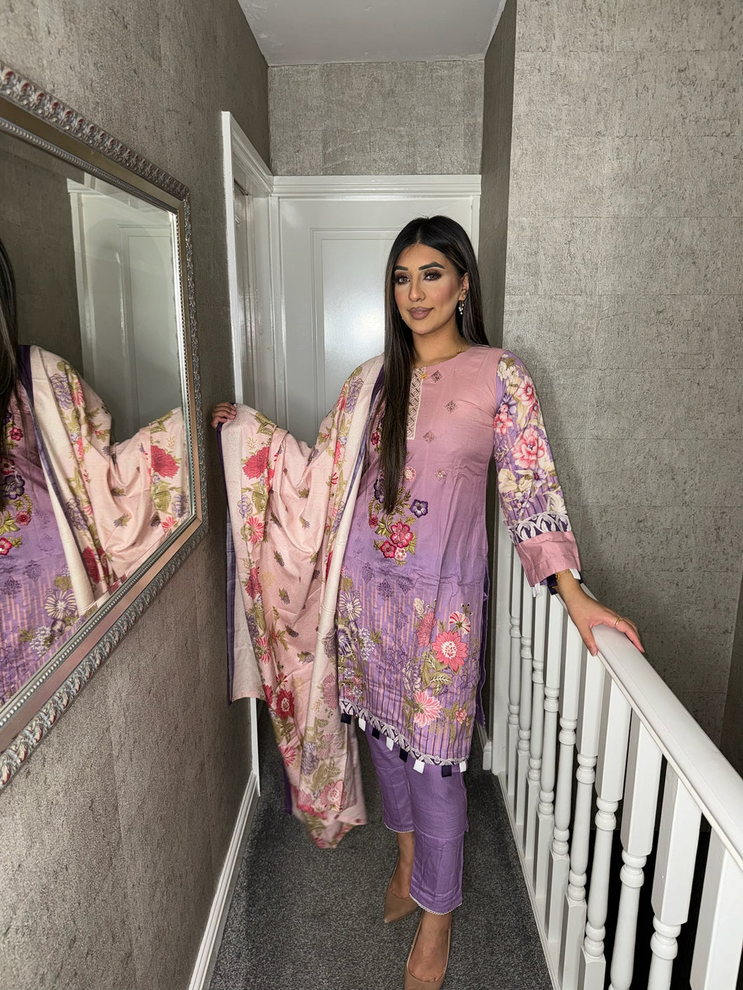 3PC Stitched LILAC PINK shalwar Suit Ready to wear DHANAK winter Wear with Dhanak dupatta DNE-0316