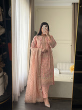 Load image into Gallery viewer, 3pc PINK Embroidered Shalwar Kameez wit Chiffon dupatta Stitched Suit Ready to wear HW-U2342