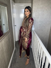 Load image into Gallery viewer, 3pc Maroon Embroidered Shalwar Kameez Stitched Suit Ready to wear KH-MAROONORG