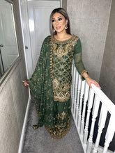 Load image into Gallery viewer, 3pc GREEN Embroidered Lehenga Shalwar Kameez Stitched Suit Ready to wear HW-GREEN01
