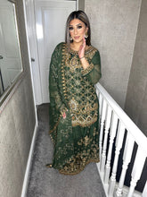 Load image into Gallery viewer, 3pc GREEN Embroidered Lehenga Shalwar Kameez Stitched Suit Ready to wear HW-GREEN01
