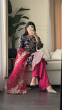 Load image into Gallery viewer, 3pc NAVY PINK Embroidered Shalwar Kameez wit Chiffon dupatta Stitched Suit Ready to wear HW-AN25FL
