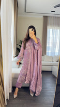 Load image into Gallery viewer, 3pc PURPLE Embroidered Shalwar Kameez with CHIFFON dupatta Stitched Suit Ready to wear HW-U2398
