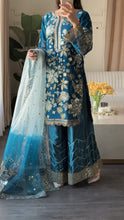 Load image into Gallery viewer, 3pc Embroidered Shalwar Kameez with Plazoo and Net dupatta Stitched Suit Ready to wear HW-U2420C
