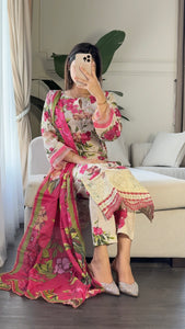 3 pcs Stitched lawn suit Ready to Wear with CHIFFON dupatta LAWN-038