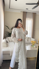Load image into Gallery viewer, 3pc WHITE Embroidered Shalwar Kameez with CHIFFON dupatta Stitched Suit Ready to wear HW-U2485
