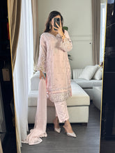 Load image into Gallery viewer, 3pc PINK Embroidered Shalwar Kameez wit CHIFFON  dupatta Stitched Suit Ready to wear HW-U2303
