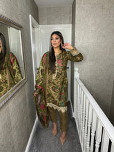 Load image into Gallery viewer, 3PC Stitched OLIVE shalwar Suit Ready to wear DHANAK winter Wear with Dhanak dupatta MBD-002
