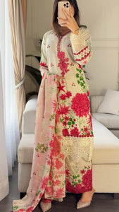 3 pcs Stitched lawn suit Ready to Wear with CHIFFON dupatta LAWN-041