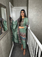 Load image into Gallery viewer, 3PC Stitched Muted Teal shalwar Suit Ready to wear DHANAK winter Wear with Dhanak dupatta DNE-0304
