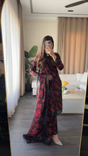 Load image into Gallery viewer, 3 pcs Stitched lawn BLACK RED suit Ready to Wear with CHIFFON dupatta LAWN-053
