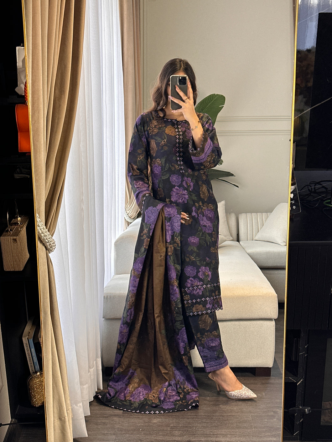 3PC Stitched shalwar Suit Ready to wear DHANAK winter Wear with Dhanak dupatta HW-DH25