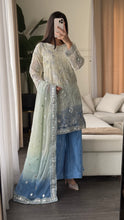 Load image into Gallery viewer, 3pc Embroidered Shalwar Kameez with Net Plazoo and Chiffon dupatta Stitched Suit Ready to wear HW-AN3052

