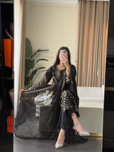 Load image into Gallery viewer, 3pc BLACK Embroidered Shalwar Kameez wit Chiffon dupatta Stitched Suit Ready to wear HW-U2526
