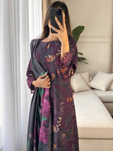 3PC Stitched shalwar Suit Ready to wear DHANAK winter Wear with Dhanak dupatta HW-DH12