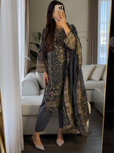 Load image into Gallery viewer, 3PC DARK GREY Embroidered Shalwar Kameez with CHIFFON dupatta Stitched Suit Ready to wear HW-U2383
