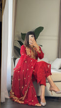 Load image into Gallery viewer, 3pc RED Embroidered Shalwar Kameez with CHIFFON dupatta Stitched Suit Ready to wear HW-ANRED
