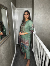 Load image into Gallery viewer, 3PC Stitched Muted Teal shalwar Suit Ready to wear DHANAK winter Wear with Dhanak dupatta DNE-0304
