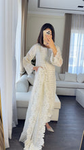 Load image into Gallery viewer, 3pc WHITE Embroidered Shalwar Kameez with CHIFFON dupatta Stitched Suit Ready to wear HW-U2384
