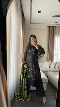 Load image into Gallery viewer, 3PC Stitched Black LINEN shalwar Suit Ready to wear LINEN winter Wear with LINEN dupatta HW-DH33
