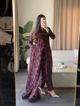 Load image into Gallery viewer, 3 pcs Stitched lawn BLACK RED suit Ready to Wear with CHIFFON dupatta LAWN-053
