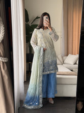 Load image into Gallery viewer, 3pc Embroidered Shalwar Kameez with Net Plazoo and Chiffon dupatta Stitched Suit Ready to wear HW-AN3052
