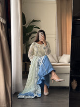 Load image into Gallery viewer, 3pc Embroidered Shalwar Kameez with Net Plazoo and Chiffon dupatta Stitched Suit Ready to wear HW-AN3052
