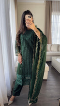 Load image into Gallery viewer, 3pc Emerald Green Embroidered Shalwar Kameez with CHIFFON dupatta Stitched Suit Ready to wear HW-U2419
