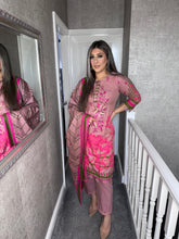 Load image into Gallery viewer, 3PC Stitched PINK shalwar Suit Ready to wear DHANAK winter Wear with Dhanak dupatta DNE-079
