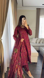 3 pcs Stitched lawn suit Ready to Wear with CHIFFON dupatta LAWN-045