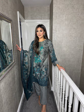 Load image into Gallery viewer, 3PC Stitched GREY shalwar Suit Ready to wear DHANAK winter Wear with Dhanak dupatta MB-114
