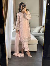 Load image into Gallery viewer, 3pc PINK Embroidered Shalwar Kameez wit CHIFFON  dupatta Stitched Suit Ready to wear HW-U2303
